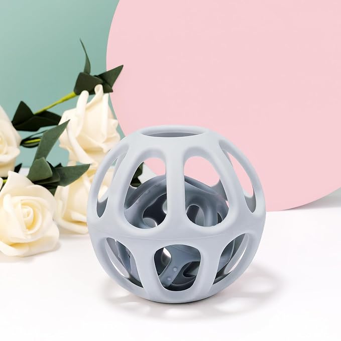MCGMITT Silicone Baby Teether Ball Toy, Easy Grasp Sensory Balls for Babies 0-6-12 Months, Food Grade Soft Teether Ring for Teething Relief, Baby Teething Toy Gift for Infant Toddlers Boys and Girls