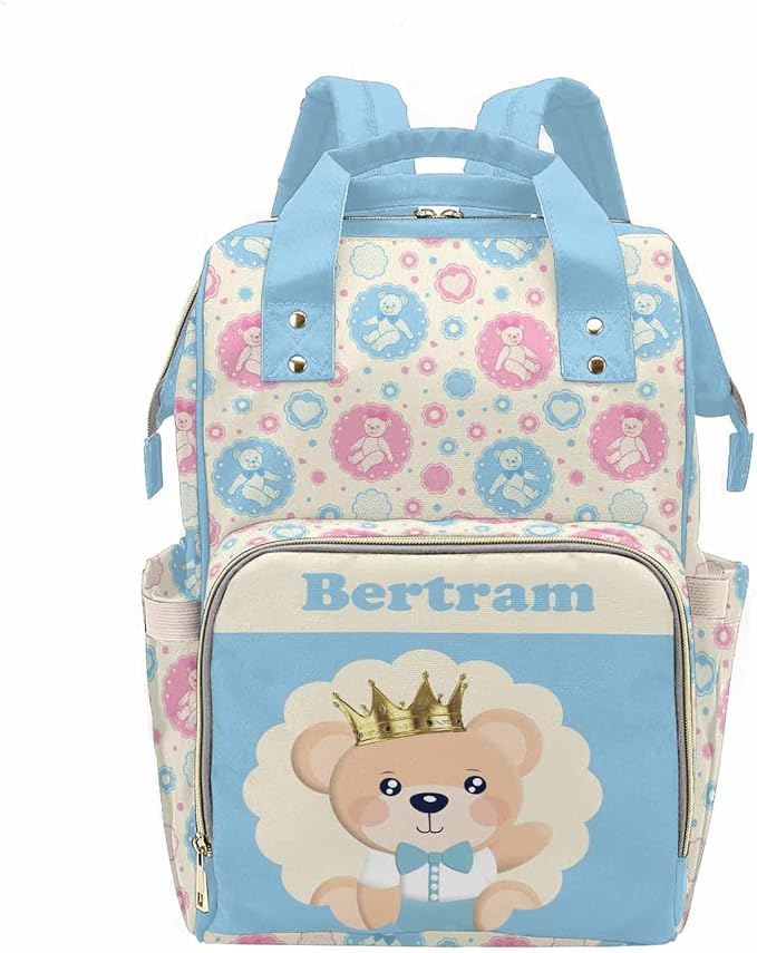 M YESCUSTOM Custom Mommy Bag with Name Personalized Multi Function Diaper Bag Customized Gift for Mothers Day Fathers Day (Blue)