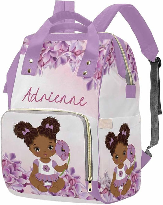 M YESCUSTOM Personalized Flower Diaper Bag Custom Multi Function Name Mommy Bag Customized Gift for Mothers Day Fathers Day