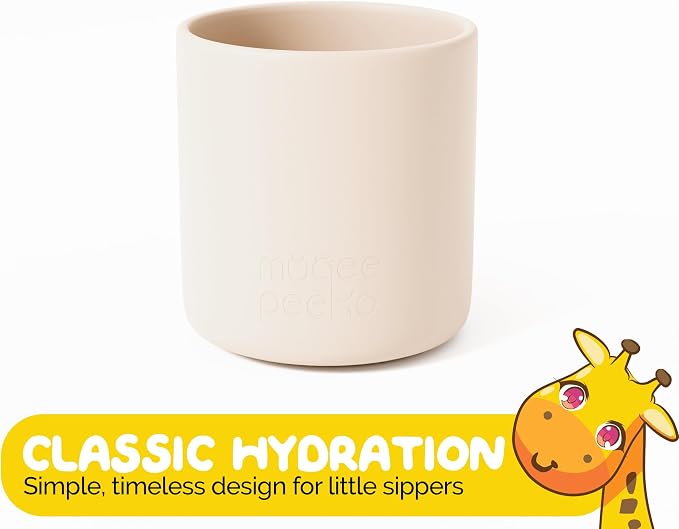 Baby Eating Essentials Drinking Baby Cups 6-12 months for Babies, Infants and Toddler Cups in Beige Color Baby Cup made with Baby safe Silicone Cup