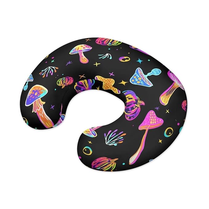 Colorful Mushroom Baby Feeding Pillow Cover Super Soft and Stretchy Personalized Breastfeeding Pillowcase Newborn for Boys Girls, 2 Packs