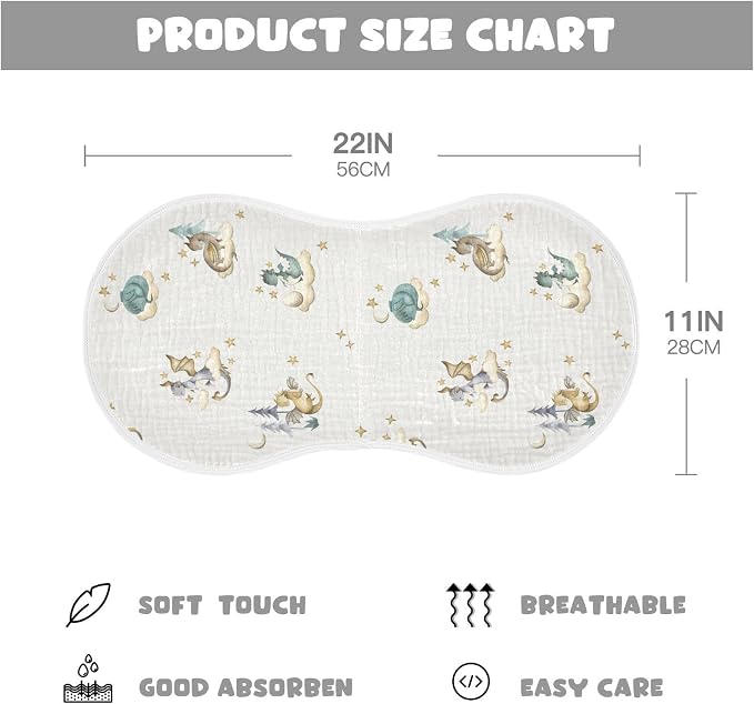 vvfelixl Muslin Burp Cloths Dragon Baby Baby Washcloths for Baby Girl Boys 2 Pack