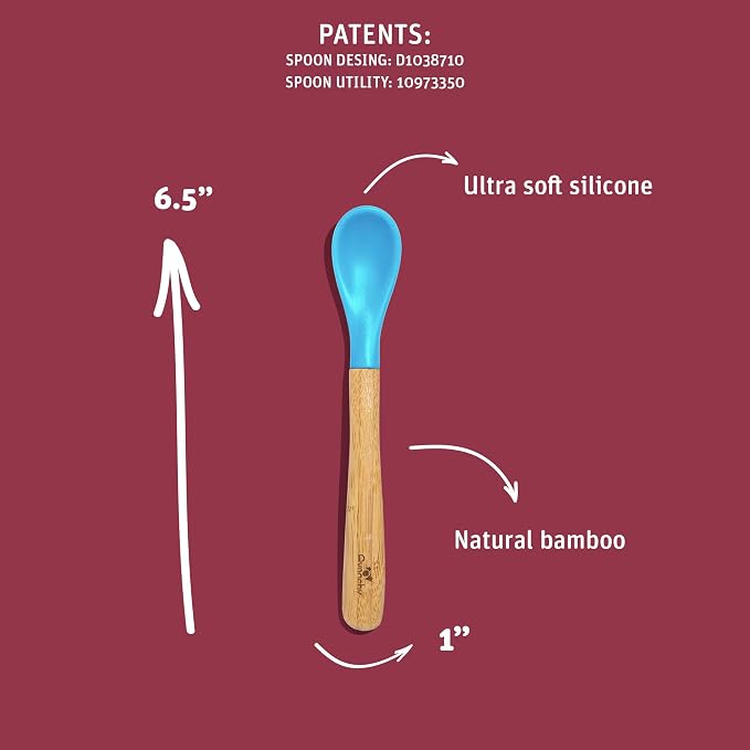 Avanchy 5oz Silicone Sippy Cup Blue Bamboo 5 Infant Spoons Blue
