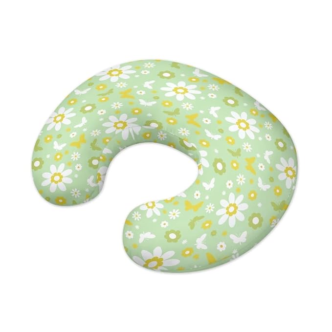 Hippie Floral Butterfly Nursing Pillow Covers for Breastfeeding Pillow U-Shaped Pillow Case Soft and Skin-Friendly Nursery Bottle Pillowcase-Green