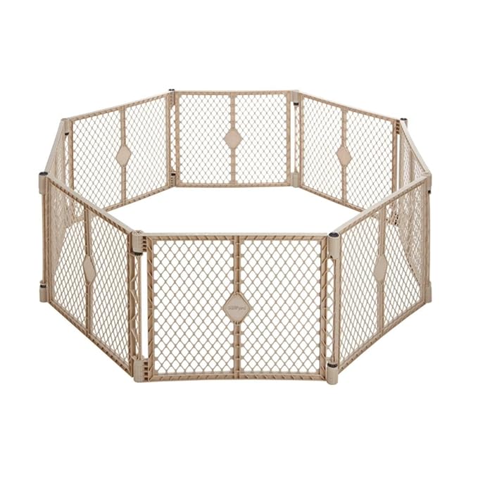 Toddleroo by North States - Superyard Baby Play Yard: Freestanding 8-Panel Baby Playpen - Indoor or Outdoor Use - Made in USA - Encloses Up to 34.4 Square Feet - 26 Inches Tall - Sand
