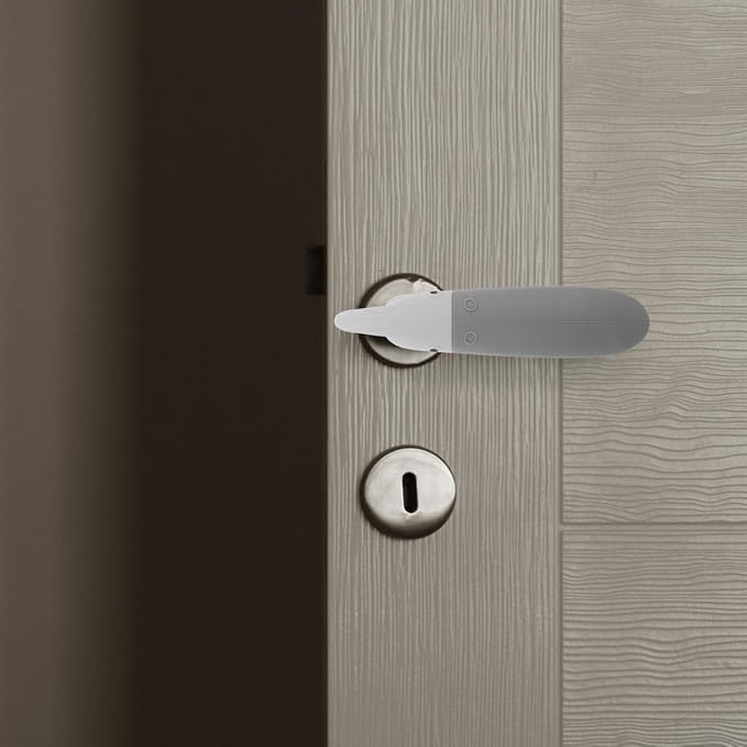 Child Proof Door Handle Covers 2 Pack Silicone Anti-Collision Sleeve Door Knob Protective Pads for Entry Bedroom Doors Wall Protection