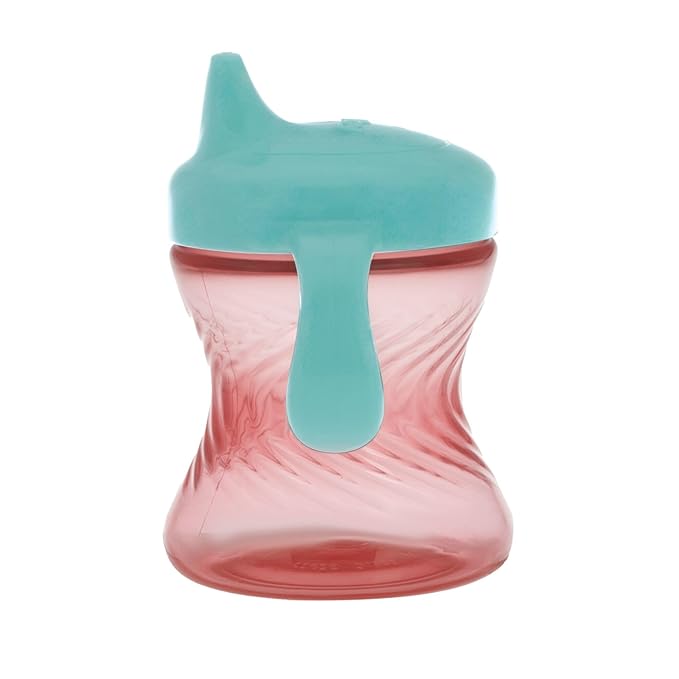 Nuby 2-Handle No-Spill Hard Spout Sippy Cup with Easy Grip - (3-Pack) 7 oz - Baby Sippy Cup with Controlled Sipping for 6+ Months - Green/Aqua/Red
