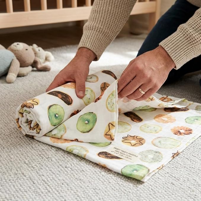 Lulujo Baby Swaddle Blanket| Unisex Softest Bamboo Viscose Muslin Swaddle Blanket| Neutral Receiving Blanket for Girls & Boys 47in x 47in Donuts