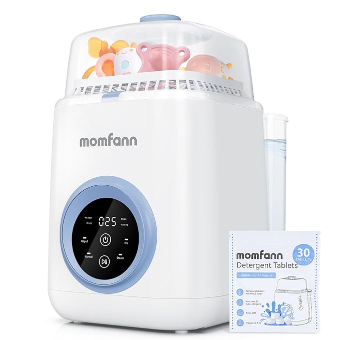 MOMFANN Baby Bottle Washer-19 Min Rapid Wash, Sterilizer and Dryer, All-in-One Cleaner, Bottles, Pump Parts & Baby Essentials for New Parents Gift, Replaces Hand Washing