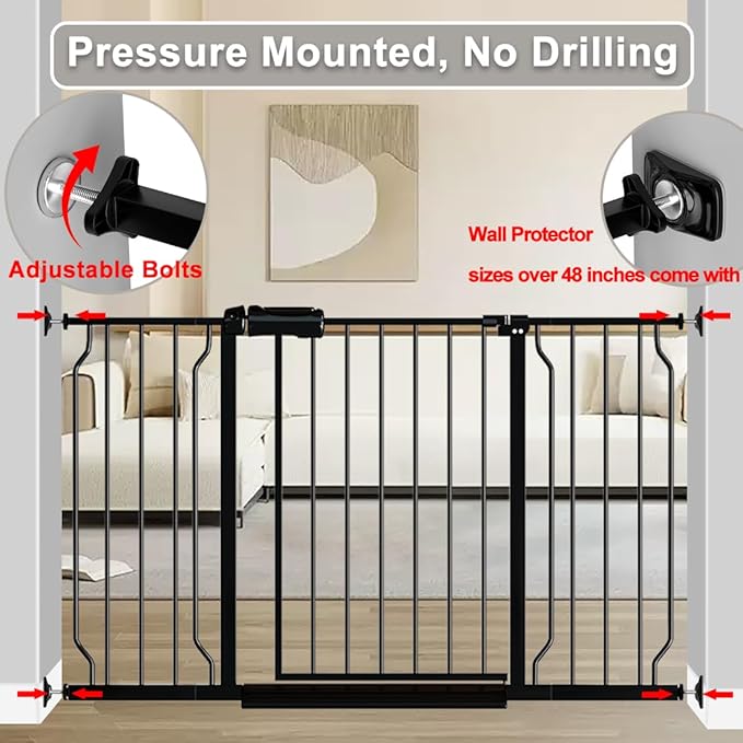 Fairy Baby Extra Wide Baby Gate 76.3-81.1 Inch Wide, Walk Through Pressure Mounted No Drill for Doorways, Long and Large Tension Gate for Pet and Kids