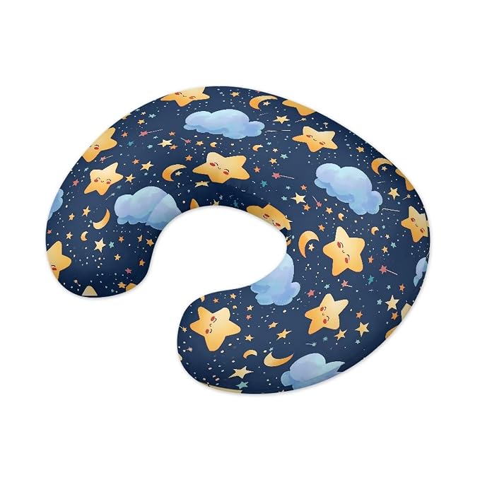 Cartoon Star Cloud and Moon Breastfeeding Pillow Cover Ultra Soft Comfortable Newborn Nursing Pillow Case Lightweight and Easy to Clean