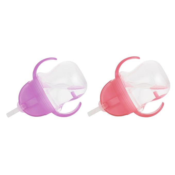 Munchkin® Miracle® 360 Trainer Sippy Cup with Handles, Spill Proof, 7 Ounce, 2 Pack, Pink/Purple & Any Angle™ Weighted Straw Trainer Cup with Click Lock™ Lid, 7 Ounce, 2 Pack, Pink/Purple