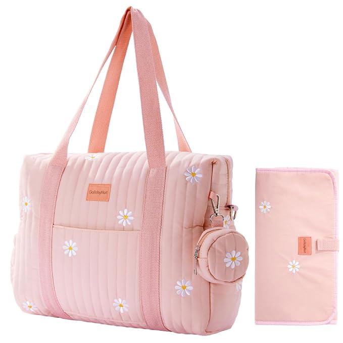 GOBABYMART 3pc Diaper Bag Tote Set, Hospital Bag for Labor & Delivery, Maternity Travel Bag with Changing Pad & Pacifier Case