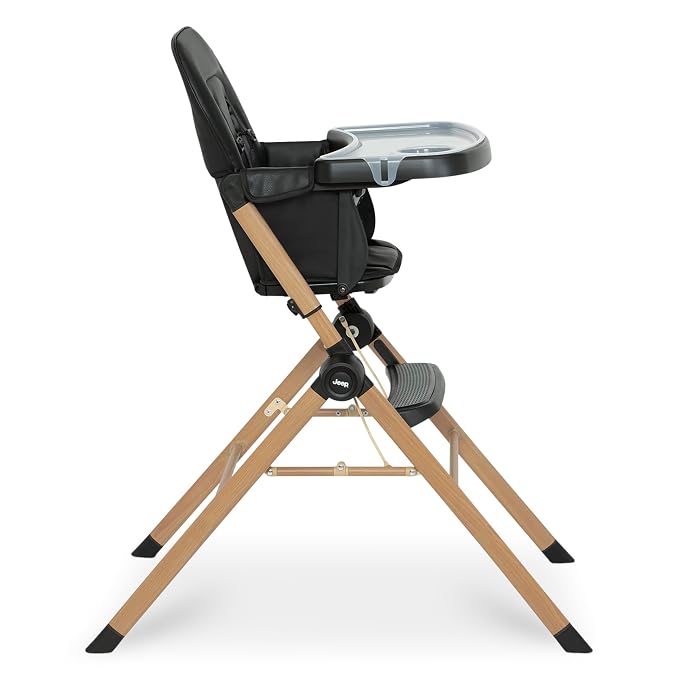 Delta Children - Jeep Dune Compact Travel High Chair - Slim Fold, Adjustable Tray and Footrest, Black