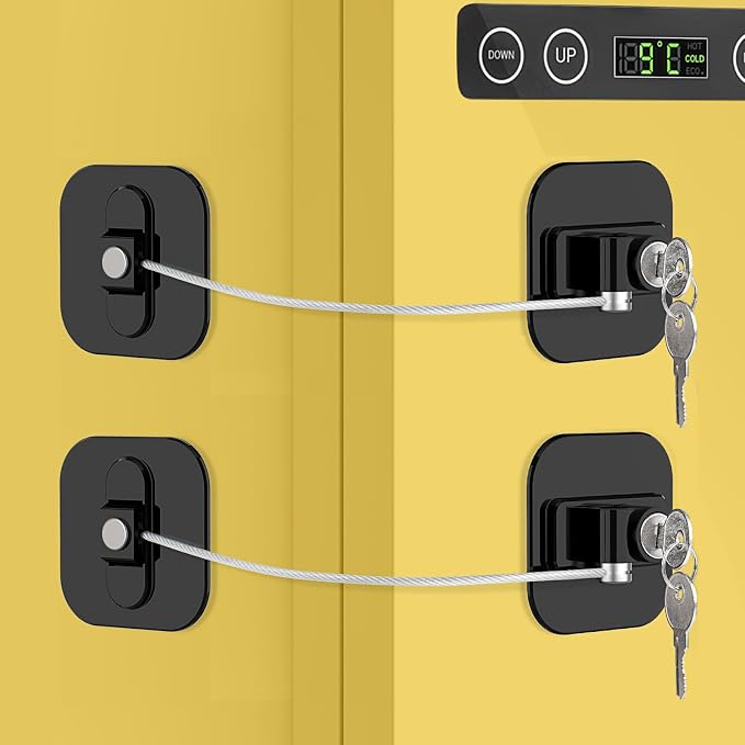 Refrigerator Lock, Cabinet Locks for Babies, 2 Pack DUOSI Child Safety Fridge Lock Cabinet Locks with Keys, Baby Proofing Safety Locks for Kitchen Cabinets and Drawers, Windows, Doors and More