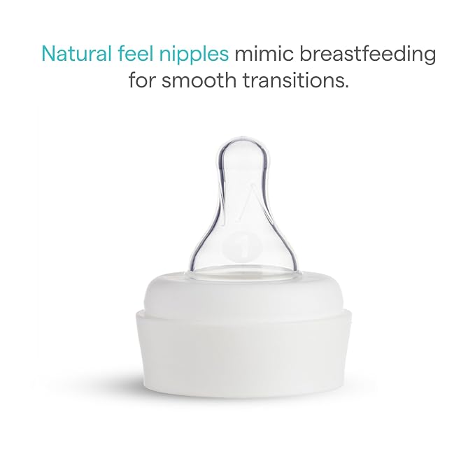 Munchkin Bond Silicone Coated Glass Baby Bottles - Anti-Colic Feeding System with Natural Feel Nipples, 4 Ounce, 2 Pack, Mint/Green