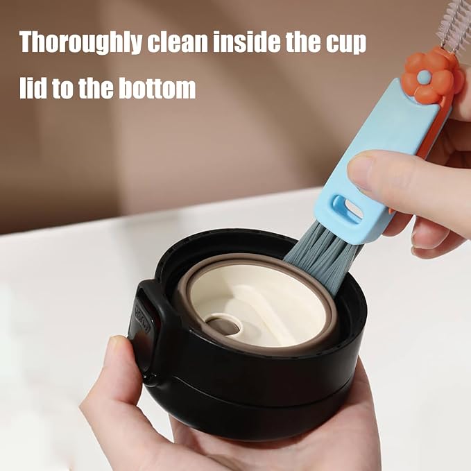 Swicado 3 in 1 Cup Lid Cleaning Brush - 2025 New Multifunctional Tool for Thorough Cleaning of Bottles, Cups, and Tight Spaces - Ideal for Home & Kitchen