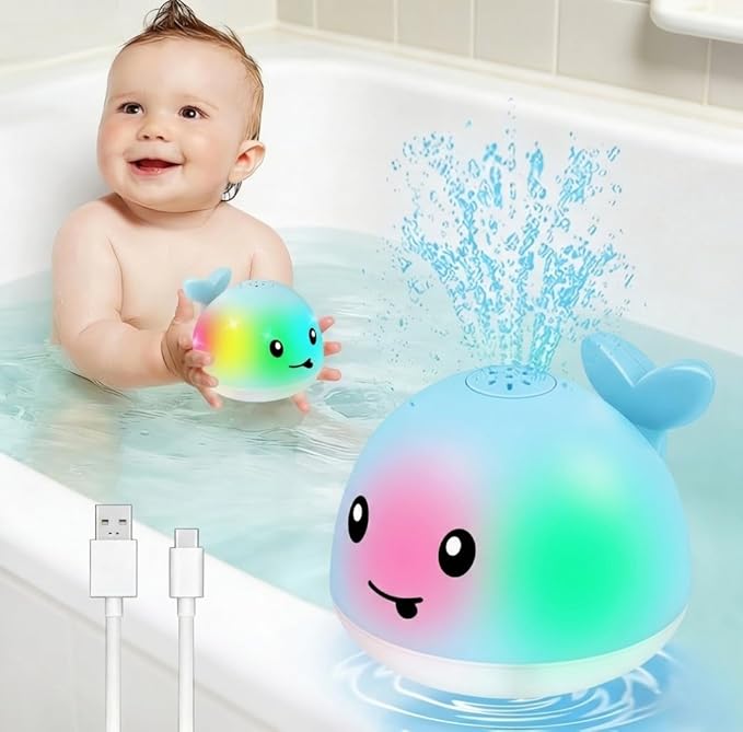 Gigilli Baby Bath Toys, Light Up Whale Sprinkler Bath Toys for Kids Ages 1-3, Toddler Pool Water Table Toy Bathtub Fountain Toy for Toddler 6-12-18 Months, Birthday 1 Year Old Boys Girls Gifts