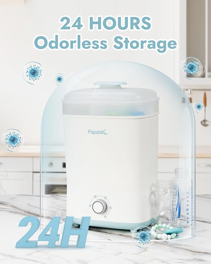 Papablic Baby Bottle Sterilizer and Dryer Pro, Esterilizador De Biberones, Electric Steam Sterilizer for Baby Bottles, Pacifiers, and Pump Parts, Large Capacity 10 Bottles