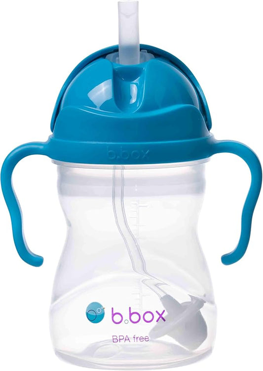 b.box Sippy Cup with Weighted Straw. Drink from any Angle, Leak Proof, Spill Proof, Easy Grip. BPA Free, Dishwasher Safe. For Babies 6m+ to Toddlers (Cobalt, 8oz)