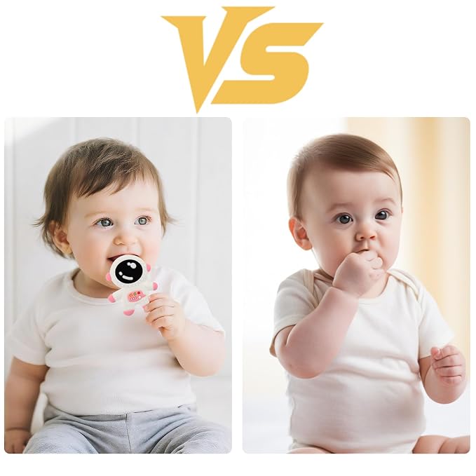 Baby Teething Spaceman Toy for 3+ Months Infants Sucking, Food Grade Silicon Astronaut Styling Teether, BPA Free (Purple)