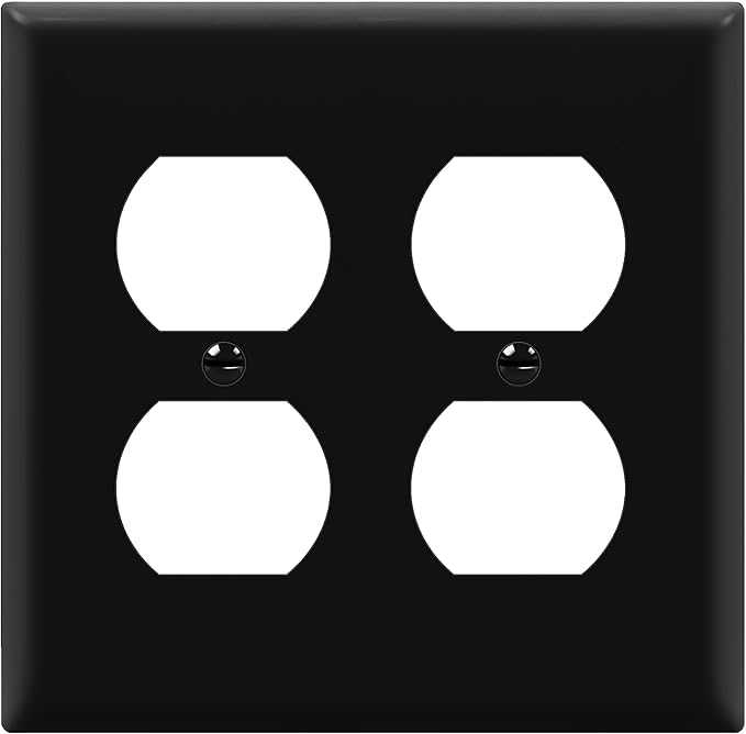 ENERLITES Double Duplex Wall Plate, Two Gang Electrical Outlet Cover, Standard Size 2-Gang 4.5" x 4.57", Unbreakable Polycarbonate Thermoplastic, UL Listed, 8822-BK, Black
