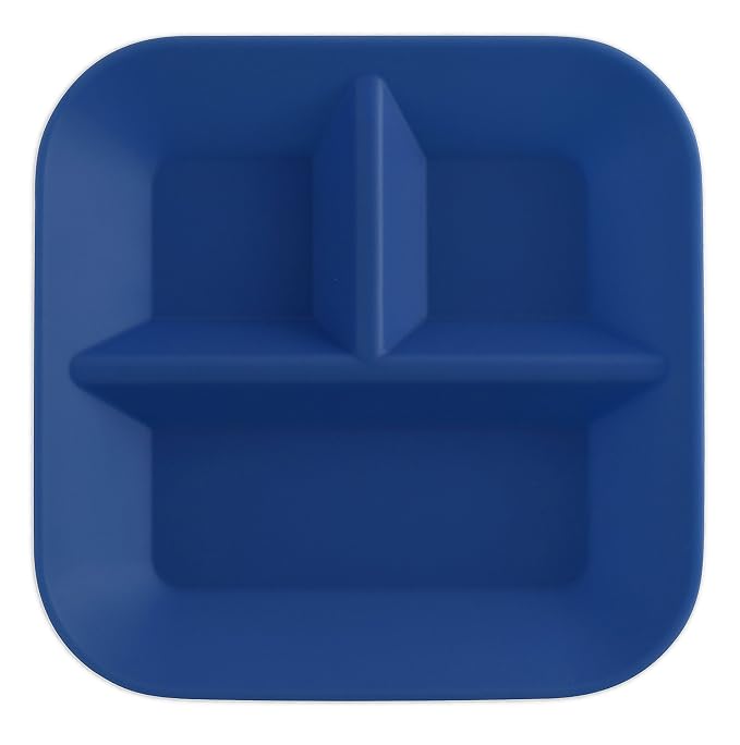 | 100% Silicone Plates for Babies & Kids | Made in The USA | BPA, BPS, Lead, Cadmium, PVC, & Phthalate Free | Children's Divided Placemat Set | Blue, 2 Pack