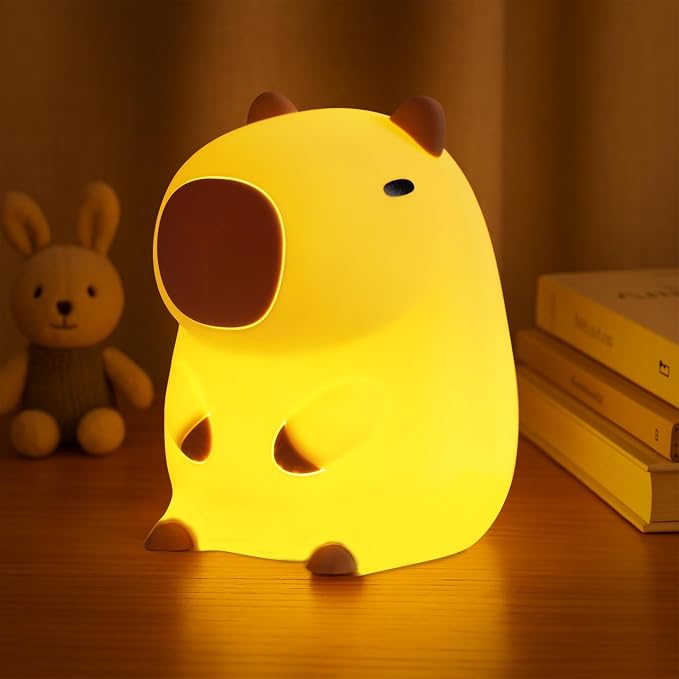 Capybara Night Light,Squishy Capybara Lamp Animal Nightlight Rechargeable Dimmer Timer for Home Room Decor Gift for Boys Girls Baby