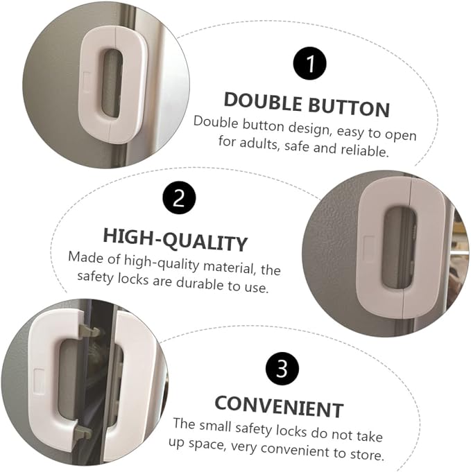 ibasenice Multipurpose Safety Locks Pinch Lock for Refrigerator Freezer and Cabinets Childproof Keys Grey