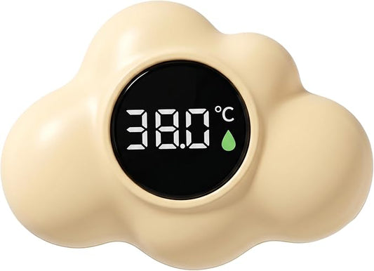 Bath Water Thermometer, Digital Baby Bath Thermometer, 3-Color Temperature Alert Floating Cloud Shape for Newborns, Yellow, Water, Baby