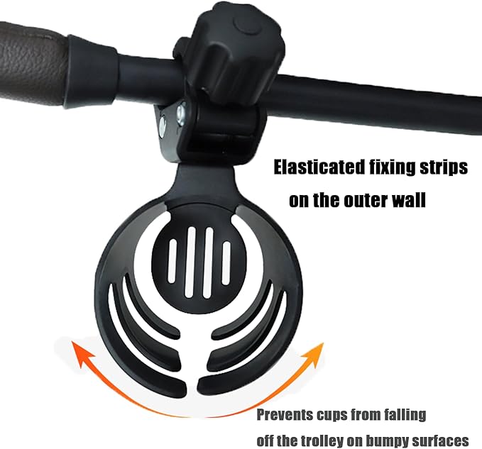 PandaEar Stroller Cup Holder, Universal Cup Holder, Bike Cup Holder Durable, Easy to Install for Stroller, Bike, Wheelchair, Walker, Scooter (Black)