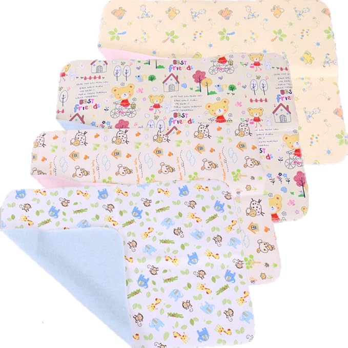 4pcs Pack Monvecle Baby Infant Cotton Waterproof Changing Pads Washable Resuable Diapers Liners Mats Small 18"x12"