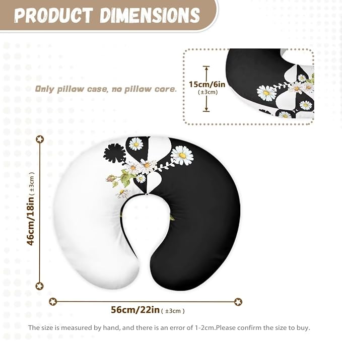 Daisy Heart Nursing Pillow Cover, Removable Nursing Covers for Breastfeeding Pillows Ultra Soft Comfortable Slipcover for Baby Boy and Girls