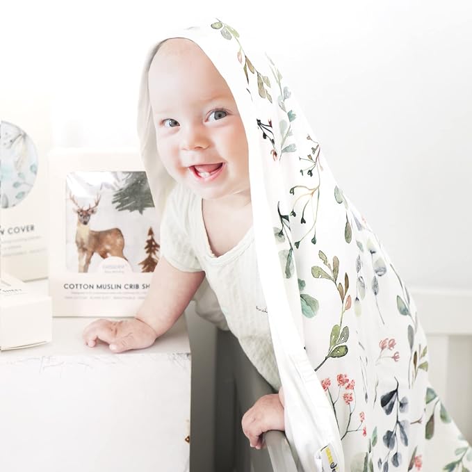 GRSSDER Baby Blankets Super Soft Jersey Knit Swaddle Blanket for Baby Girls and Boys, Double Layer Receiving Blankets 34 x 44 Inches Extra Large for Baby Show Gift, Watercolor Leaves