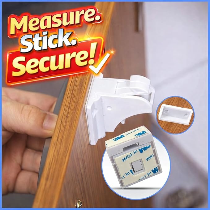Little Lovlies™ Magnetic Child Safety Cabinet Locks – Easy Install, No-Drill, Strong 3M Adhesive, 4 Locks + 1 Key, Ideal for Cabinets, Drawers, and Furniture – White