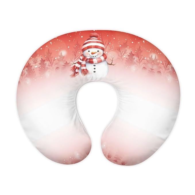 Christmas Snowmen Breast Feeding Pillow Support Cover Durable Comfortable Bottle Feeding Pillowcase with Hidden Zipper for Boys and Girls Gifts
