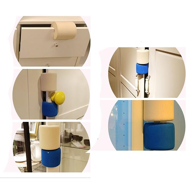 Foam Door Stopper Will Prevent Baby Finger Pinch Injuries, Stop Door from Slamming, and Child & Pets from Accidentally Getting Locked in Room, 4 Pcs a Set (Soft Style)