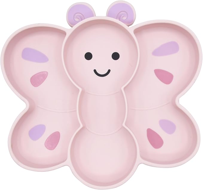 melii Divided Silicone Suction Plate - 100% Silicone, for Baby + Toddlers ??BPA Free, Dishwasher & Microwave Safe - Butterfly