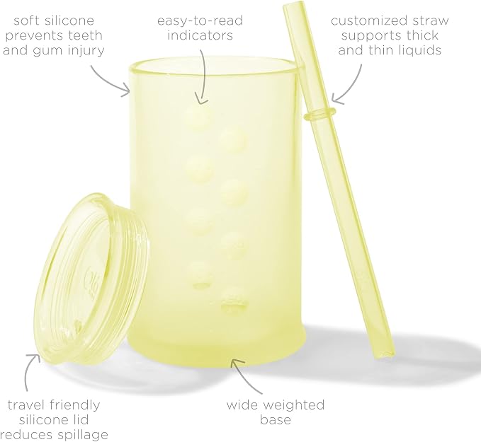 Olababy Silicone Training Cup with Straw Lid Bundle 5oz Mint + 9oz Lemon
