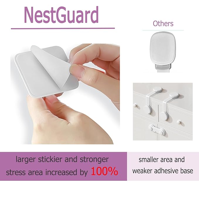 Upgraded No Drill Adhesive Furniture Anchor, Adjustable Anti Tip Furniture Wall Straps for Baby Proofing & Pets, 4 Pack