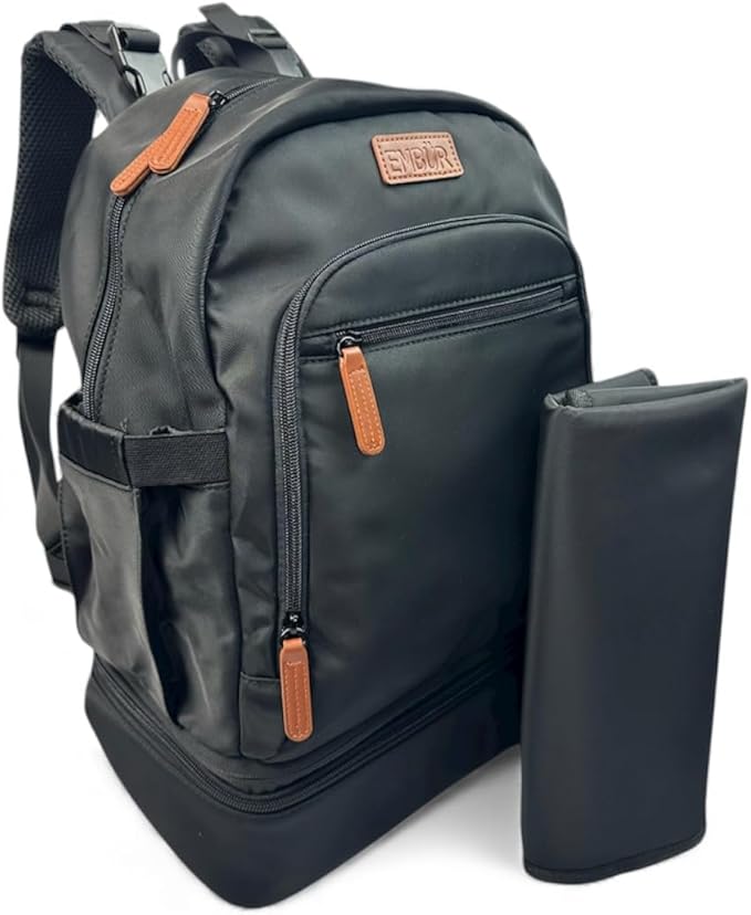 EMBUR Diaper Bag Backpack with Detachable Insulated Cooler ??Waterproof, Lightweight Baby Bag with Multi-Compartments, Stroller Straps, Changing Pad, Large Capacity, Ice Packs Included