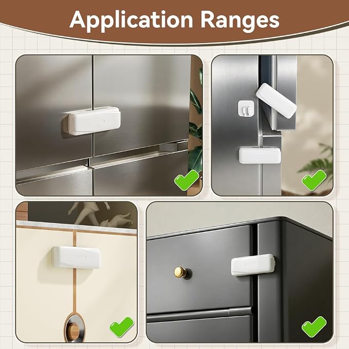 SAFELON 6 Pcs Baby Safety Fridge Locks, Childproof Cabinet Locks, Cabinet Cupboard Locks for Kids, Double Door Refrigerator Locks.