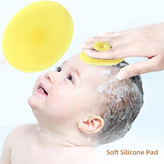 Elfzone Baby Brush and Comb Set - 4Pcs Wooden Baby Hair Brush，Baby Brush Set,Baby Airbag Brush, Beech Handle Brush, and Prevent Cradle Cap Silicone Brush - Ideal Registry Gift