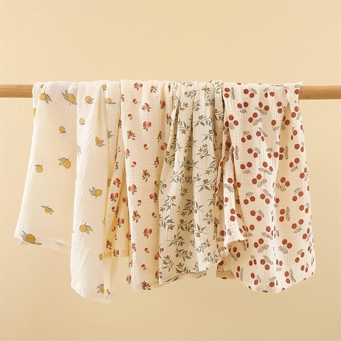 Surakey Baby Burp Cloth Layer Soft Absorbent Muslin Swaddle Blankets 85cmx65cm, Newborn Towel for Baby Shower Machine Washable for Sensitive Skin, 1 Pieces Type 6