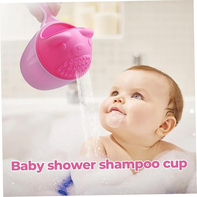 Bath Rinser Cup for Babies, Cartoon Bear Baby Bath Rinse Cup with Handle, Multi-Use Rinsing Water Scoop for Protecting Infant Toddlers Eyes