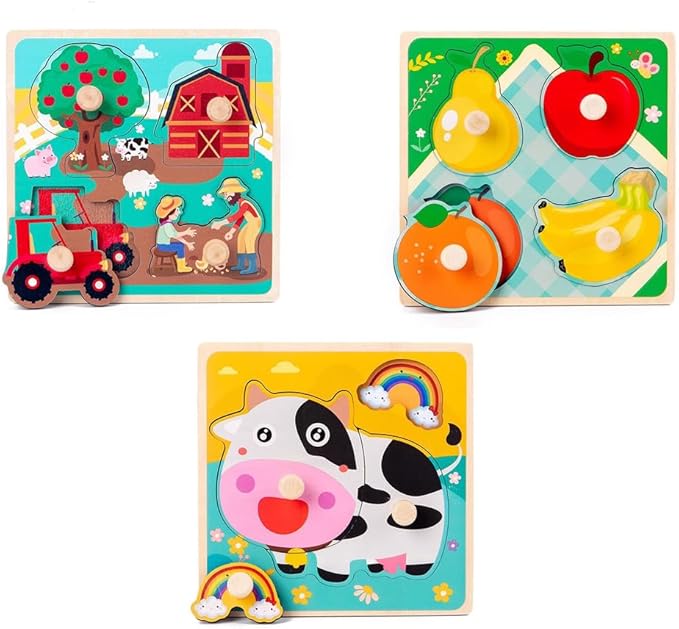 Montessori Wooden Peg Puzzles for Kids, Learning Puzzles for Early Education