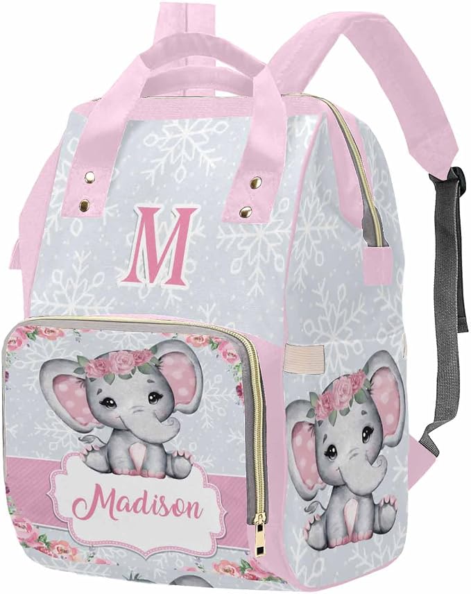 M YESCUSTOM Personalized Baby Diaper Bag Large Capacity Mommy Bags, Animals Baby Backpack Custom Name Backpack Casual Daypack Nappy Bag Gifts for Women Daughter