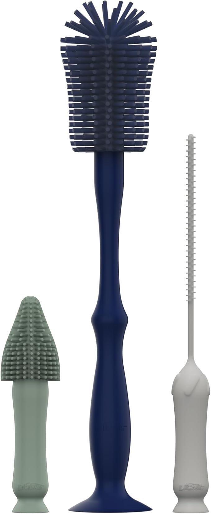 Dr. Brown's Silicone Cleaning Brush Set with Bottle, Spout, and Straw Brush, 3 Brushes to Clean Baby Bottles, Spouts, Nipples, and Straws, BPA Free ??3-Pack