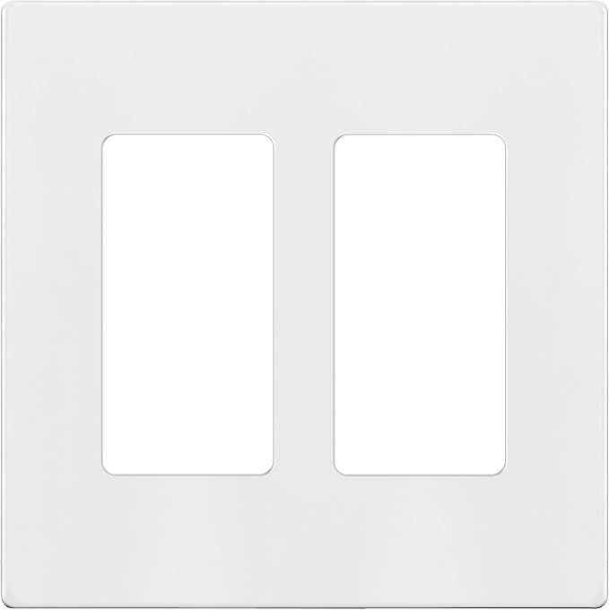 TG Screwless Decorator Wall Plates Child Safe Outlet Covers, Size 2-Gang 4.68" H x 4.73??L, Unbreakable Polycarbonate Thermoplastic, UL Listed, Glossy, White (1 Pack)