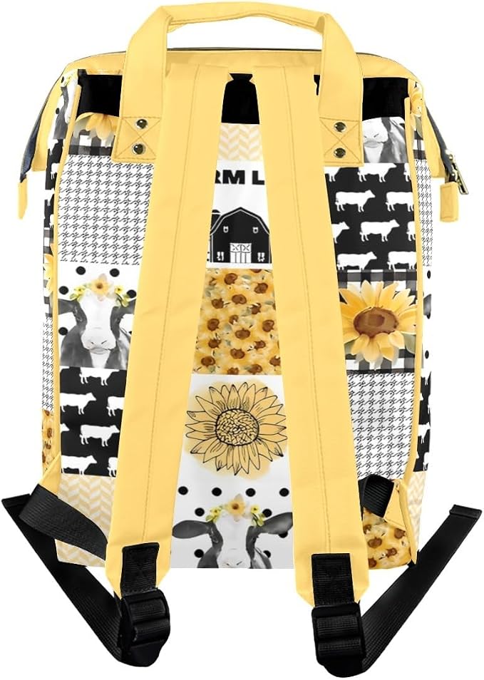 Custom Diaper Bag for Baby Customized Sunflower Cow Baby Bag Personalized Nursing Bags with Name Custom Name Mommy Daypack Bag Tote Bag Gifts